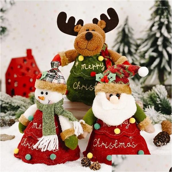 Décorations de Noël Santa Sacs Sac cadeau en tissu Candy Apple Poignée pour arbre Accueil Table Année Noel Noël Cadeaux Drop Livraison Jardin F Otvum