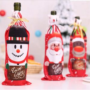 Décorations de Noël Père Noël Bonhomme de Neige Elk Bouteille de Vin Couverture Champagne Sac Ornements Dîner Décor Navidad Kerst Année Cadeau