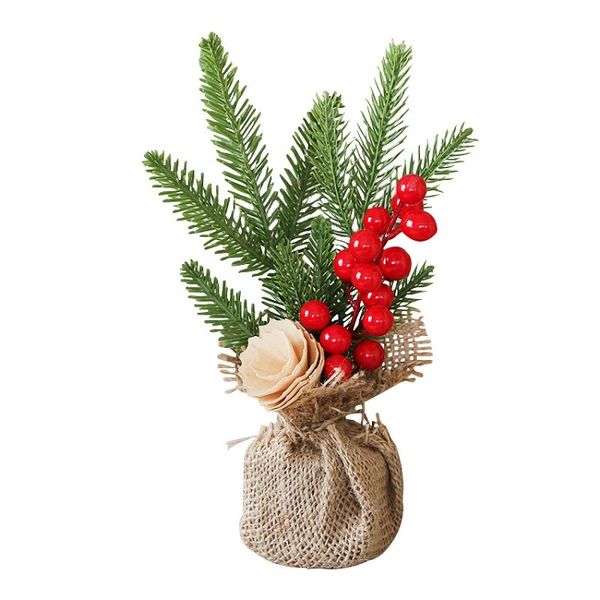 Decoraciones navideñas Diseño de escena Plantas en macetas 25 cm Mini árbol de Navidad Suministros para fiestas 3 estilo T2I52441