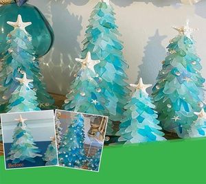 Kerstversiering Zeeglas Boom Creatief Uniek Zeedier Oceaan Hars DIY Ornament Thuis Ramen Tafels Open haarden Decor2136493