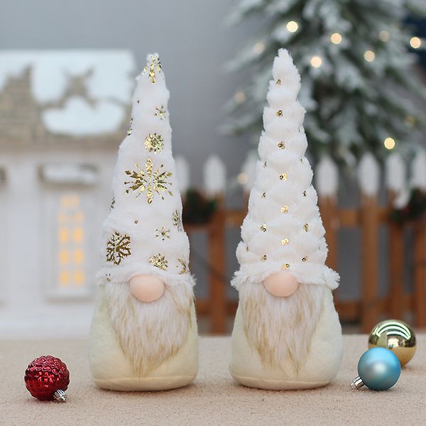 Décorations de noël en tissu à paillettes, longue barbe, poupée sans visage, ornement nain