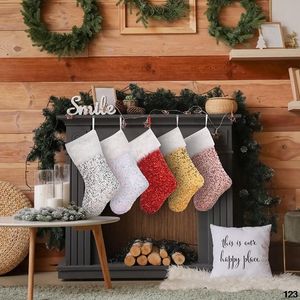 Kerstdecoraties pailletten kousen hangende tassen 18 