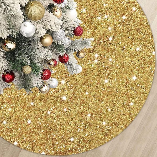 Décorations de Noël jupe d'arbre à paillettes décoration de tranches lumineuses perles d'or produits de vacances en argent