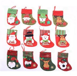 Kerstdecoraties pailletten kous hangers cadeauzakje kous sneeuwman santa claus elanden boomdecoratie sokken kerstkousen SN6855