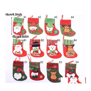 Decoraciones navideñas Lentejuelas Medias Perchas Bolsa de regalo Muñeco de nieve Santa Claus Elk Árbol Decoración Calcetines Medias de Navidad DH0217 Drop Del DHJVD