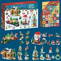 Série de décorations de Noël, blocs de construction, boîte-cadeau pour enfants, calendrier de l'avent de 24 jours, casse-noisette, briques du père noël, modèle 231124