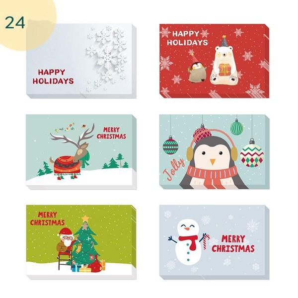 Adornos navideños Juego de 24 tarjetas de felicitación Bendición creativa de gama alta con pegatinas de sobre doblar por la mitad 10x15cm
