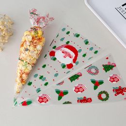 Kerstdecoraties gevormde doe -het -zelf snack verpakkingsfeestje STACHT Santa Claus herten gemengde kerstpatronen kegelzakken cellofaan zakjes