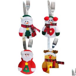 Kerstversiering Sierware Houder Kerstman Sneeuwpop Eland Vork Mes Zakken Eettafel Decor Besteksets Tas Drop Delivery Hom Dh1Uw