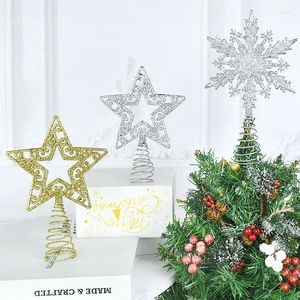 Décorations de Noël Sliver Gold Glitter Tree Top Star pour la maison Ornements de Noël Noel 2023 Année Cadeau