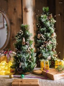 Kerstdecoraties kleine boom ijskristallen ceder ornament imitatieve set huis showcase kunstmatige plant bloem Diy krans