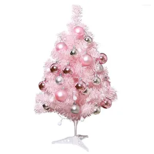 Décorations de Noël Petit arbre rose Décor de bureau Fournitures de fête Ornement lumineux en métal