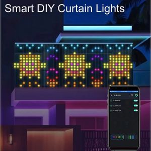Décorations de Noël Smart LED Rideau lumineux Bluetooth App Music Sync DIY Affichage Image Texte Chaîne RVB Coloré Lit pour Chambre Festival Fête Dec 231019
