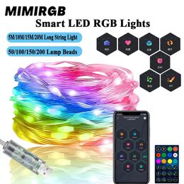 Décorations de Noël Smart LED RGB Strip Lights Musique Sync Changement de couleur avec télécommande App Control pour la fête à la maison 231019