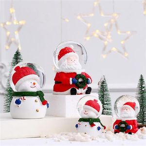Décorations de Noël Boule à neige Exquise Mignon Verre Résine Père Noël Bonhomme de neige pour la décoration de Noël