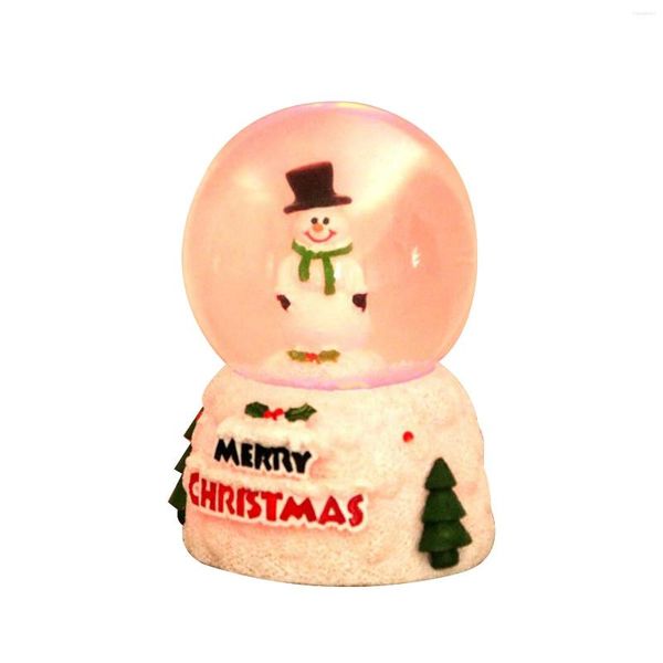 Adornos navideños globo de nieve bola de cristal brillante LED luz de noche Santa muñeco de nieve brillo decoración lámparas de mesa regalos para niña