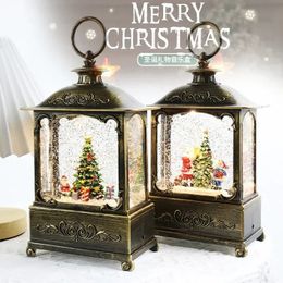 Decoraciones navideñas Globo de nieve Linterna Caja de música Brillo giratorio con luz Adornos de Papá Noel Juguetes de regalo para niños 231212