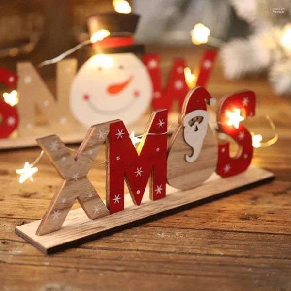 Decoraciones navideñas para nieve, adornos de madera, árbol de Navidad, ciervo, troyano, manualidades naturales, regalos colgantes de año # W3