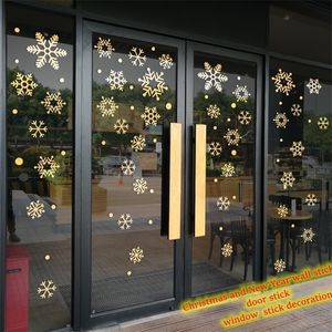 Décorations de Noël flocon de neige autocollant électrostatique fenêtre Stickers muraux chambre d'enfants décoration de la maison année papier peint effet scintillant 221109