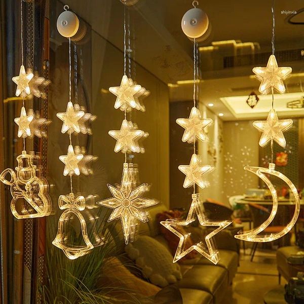 Decoraciones navideñas para colgar en forma de copo de nieve, adornos de ventosa de cristal para ventana del hogar, colgante de árbol de Navidad, fiesta creativa