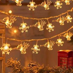 Kerstversiering Sneeuwvlok LED-lichtslinger voor thuis 2024 Navidad Kerstboom Decor Cadeaujaar