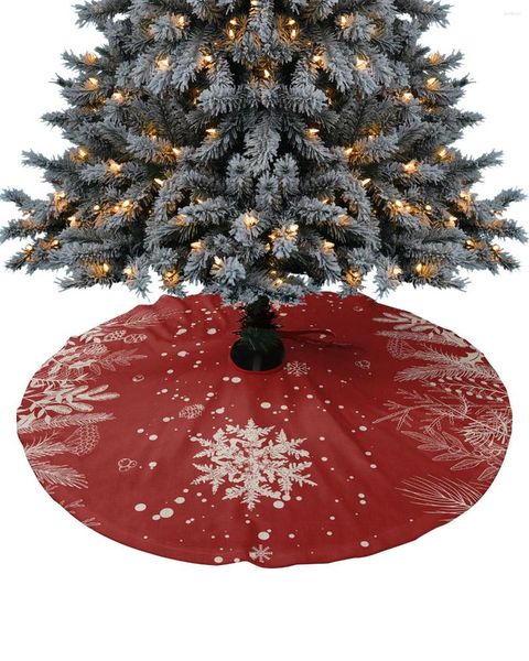 Decoraciones navideñas, planta de copo de nieve, hojas de pino, falda de árbol, Navidad para suministros para el hogar, faldas, cubierta de Base