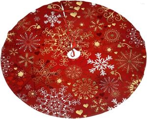 Décorations de Noël Flocons de neige Jupe d'arbre rouge 30/36/48 pouces Grand tapis de Noël Ornements traditionnels Décoration de fête de vacances