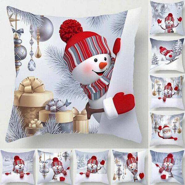 Adornos navideños muñeco de nieve funda de cojín Merry For Home Cristmas sofá decoración Navidad regalos año