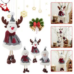 Kerstdecoraties Sneeuwman Elk Hangende pluche stoffen Boom Paar Decoratie 2022 Navadad Party Ornament Year Kid Gifts Xmas