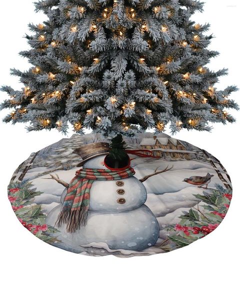 Decoraciones navideñas muñeco de nieve casa falda de árbol Navidad para suministros para el hogar faldas redondas cubierta de Base