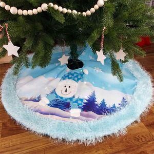 Kerstdecoraties Snowman Patroon Boomrok Liminous Mat Decoratie voor 42,5 inch wit en blauw