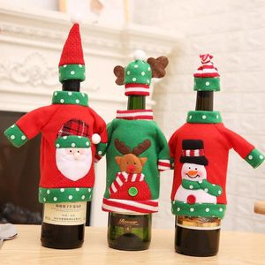 Décorations de Noël Snowman Wine Bottle Cover Ensemble Pull Santa Claus avec chapeaux Ornement à la maison Ornement Ornement Decoration 4.5