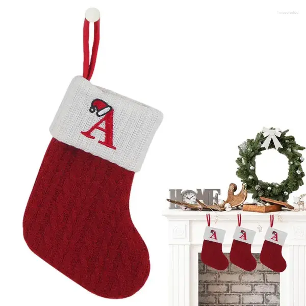 Calcetines con decoraciones navideñas, medias tejidas con letras de copo de nieve, decoración para el hogar, regalo ornamental de árbol de Navidad 2024, Navidad Natal