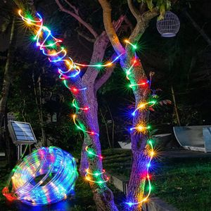 Décorations de Noël Chaîne de lumière colorée solaire 7 mètres 50 tube de lampe 8 modes d'éclairage de vacances pour chambre à coucher fête de mariage jardin cour 231019