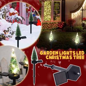 Décorations de Noël Solaire Pelouse Lumières Arbre LED Jardin Extérieur Plug Stakes