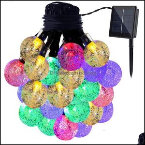 Decoraciones navideñas Luces de cadena LED con energía solar 30 BBS Bola de cristal impermeable Iluminación de cámara navideña Jardín Fiesta navideña 8 Mo DHV1P