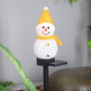 Décorations de Noël Solaire Bonhomme de Neige Décoration Lumières Jardin Pelouse Cour Paysage Éclairage LED Lampe THJ99