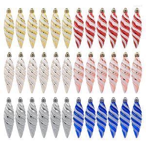 Kerstdecoraties Spiral Ball 6pcs/Set Hanging Tip Head Ornament kleurrijke geschilderde ballen voor kerstboomfestival bruiloftdecoratie