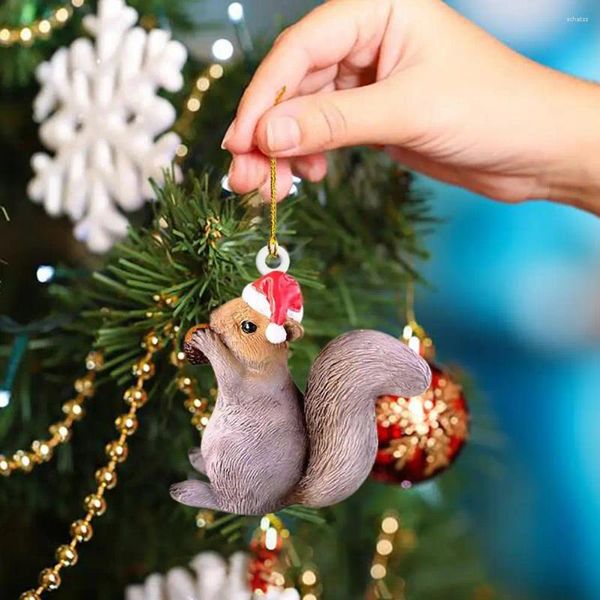 Décorations de noël pendentif écureuil, résistant à la décoloration, trou de suspension hérisson, rétroviseur de voiture, oiseau wapiti, créer une atmosphère