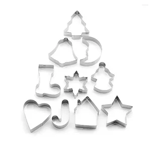 Decoraciones navideñas Moldes de galletas de acero inoxidable Herramientas para hornear Colgante de madera para el hogar Navidad DIY Año Pastel Árbol de Navidad CCJ3044