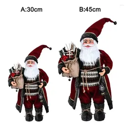 Décorations de Noël debout Père Noël Figurines Poupées avec des sacs-cadeaux Décor de chapeau rouge pour les ornements de fête à la maison Bonne année Cadeaux pour enfants