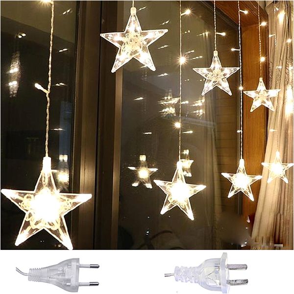 Décorations de Noël Star Fairy Lights Rideau LED Guirlande Fée Rideau lumineux 25M en plein air pour chambre à coucher fête de mariage Ramadan décor 230919