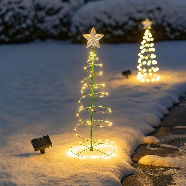 Décorations de Noël Étoiles Guirlandes lumineuses Cime d'arbre solaire