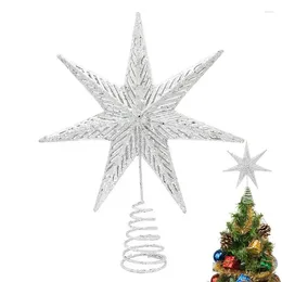 Decoraciones navideñas Star Tree Topper Copa de árbol brillante hueca 3D de 7 puntas para adornos