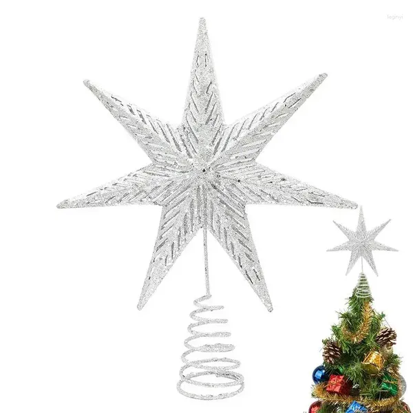 Décorations de Noël Star Tree Topper 7 pointes 3D Creux Sparkling Treetop pour les ornements