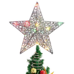 Décorations de Noël STOBOK 25 x 30 cm Tree Topper Star Lumières colorées pour la décoration de fête Argent