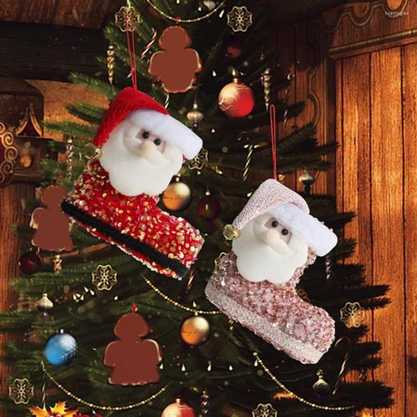 Décorations de Noël, bottes de personnage de père noël suspendues en 3D, tissu de grande capacité, cheminée décorative de noël pour la maison