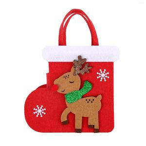 Décorations de Noël Bas Réutilisable Vacances Mignon Sac Cadeau D'école Pochette En Feutre Maison Bonbons Biscuit Père Noël Décoration De Fête Elk Petit