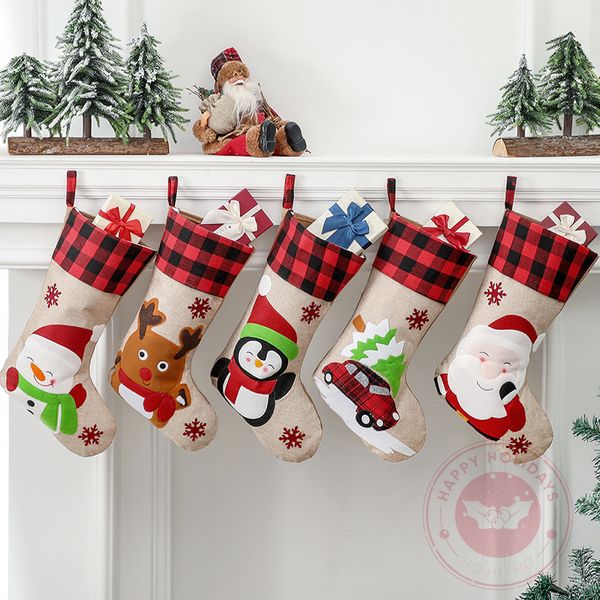 Décorations de Noël Sac de Noël Cadeau de Noël Sac de bonbons Noel pour la maison Natal Navidad Sock Tree Decor 220912