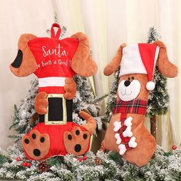 Decoraciones navideñas Medias Santa Saco Regalo Bolsa de dulces Dibujos animados Gato Perro Árbol Calcetín Decoración de Navidad para el hogar Navidad Año Decoración 220912